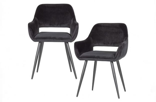 Set van 2 - Jelle stoel fluweel zwart (uitsluitend afhalen in de winkel, geen verzending)