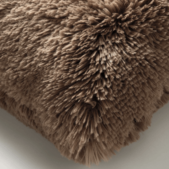 FLUFFY - Sierkussen unikleur Tobacco Brown 45x45 cm - bruin