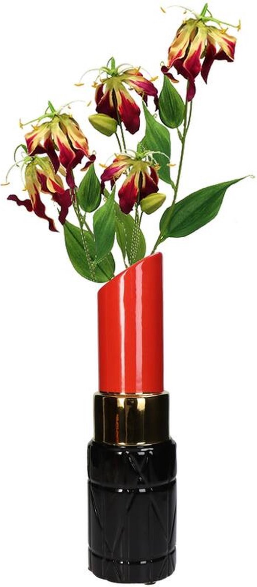 Vase Lippenstift Rot 10x10x35cm