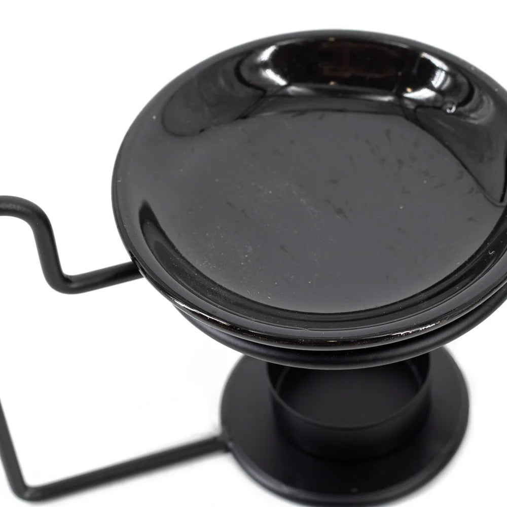 Fragrance burner dish ceramic with metal black gb2457 12x10x10cm