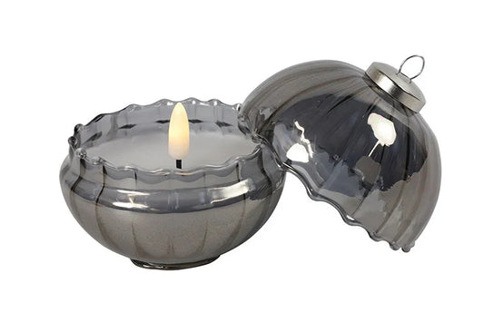 Candle i/Christmas ball LED ro Lyon gray-L9W9H10.5CM