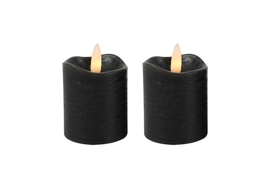 Pillar candle rustic antique Ø5CM LED ro Lyon set of 2 black