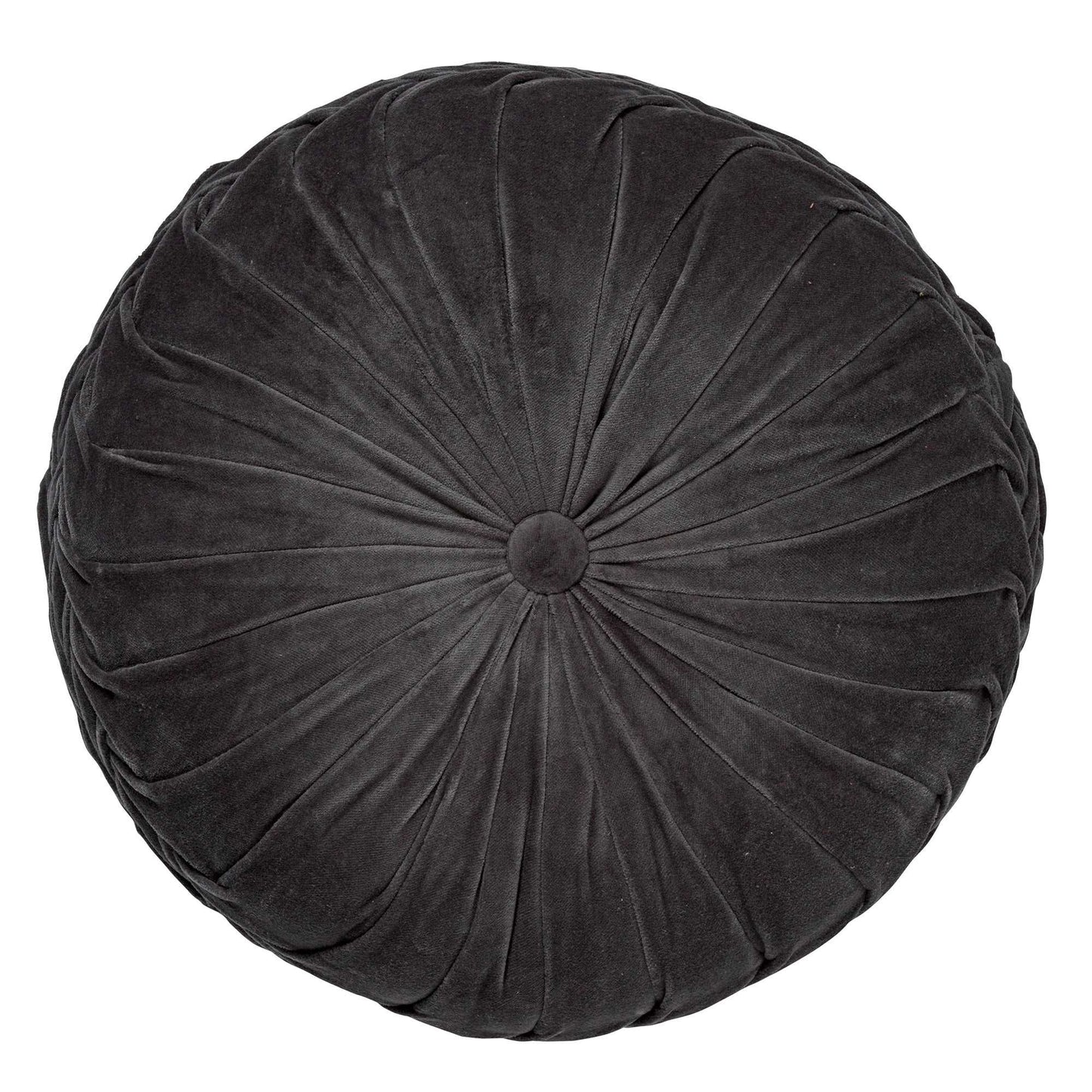 KAJA - Sierkussen rond velvet 40 cm - Charcoal Gray - antraciet