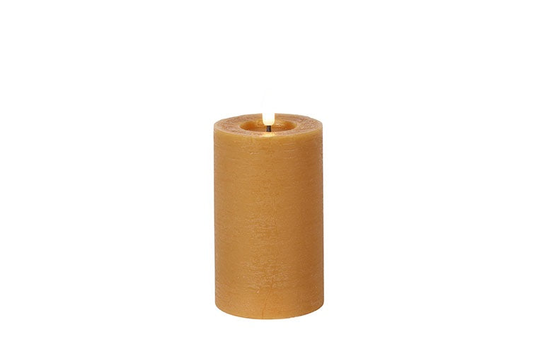 Pillar candle rustic Ø7.5CM LED ro Lyon M amber-L7.5W7.5H12.5CM