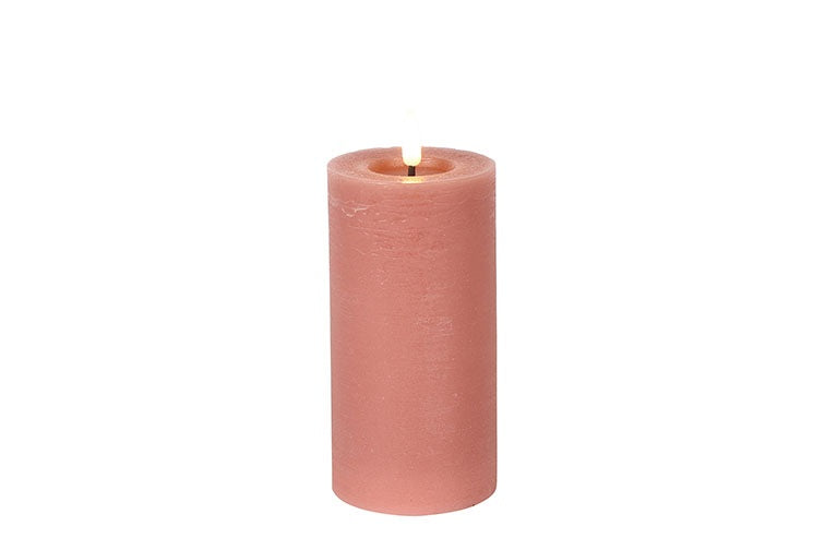 Pillar candle rustic Ø7.5CM LED ro Lyon L pink-L7.5W7.5H15CM