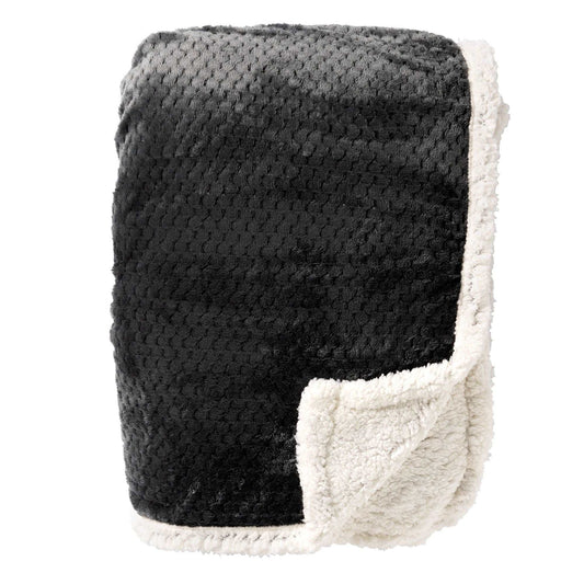 CODY - Plaid 150x200 cm - fleece deken met sherpa voering - Raven - zwart