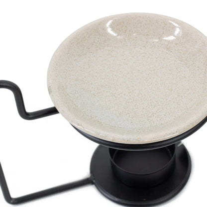 Geurbrander dish keramiek met metaal zand gb2458 12x10x10cm