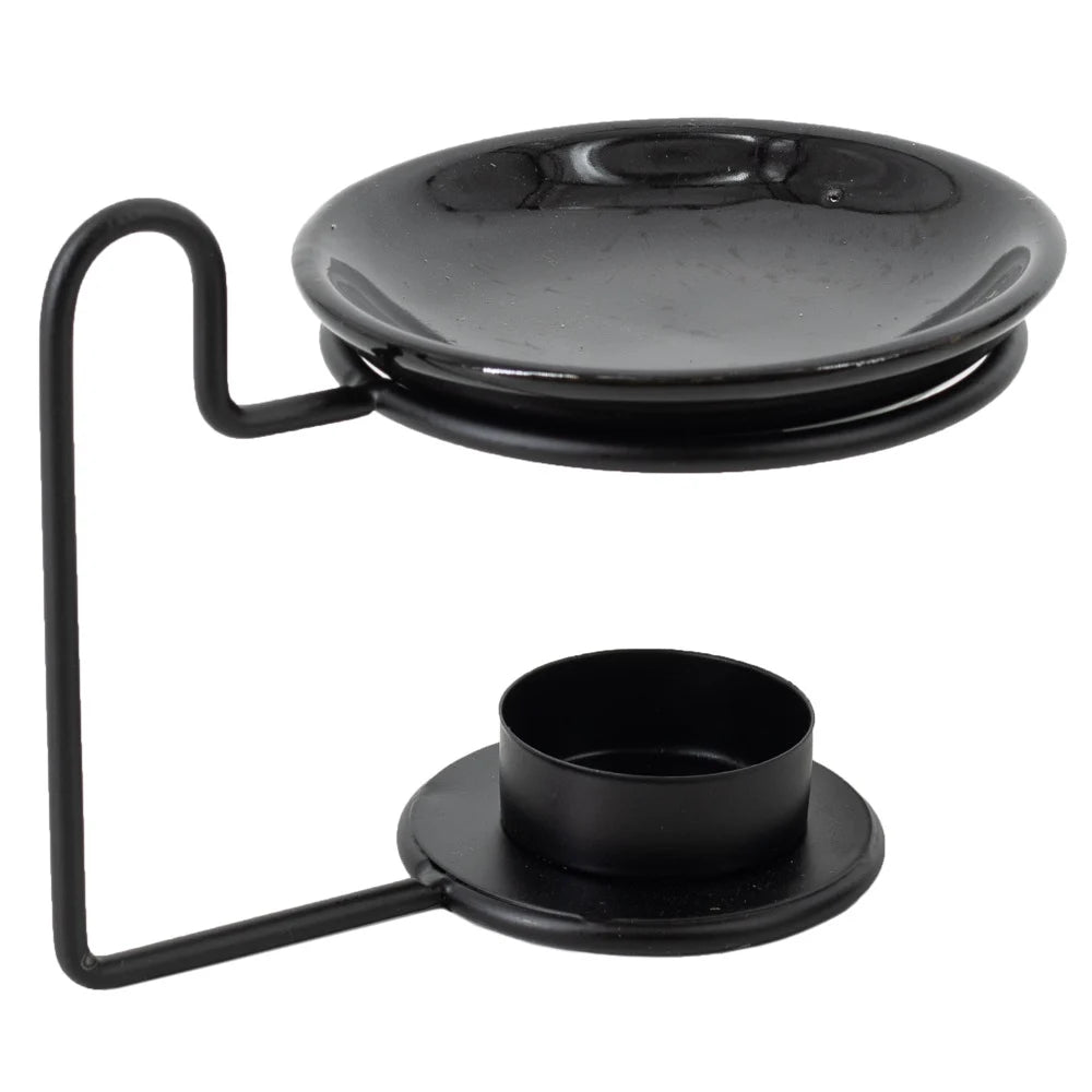 Fragrance burner dish ceramic with metal black gb2457 12x10x10cm