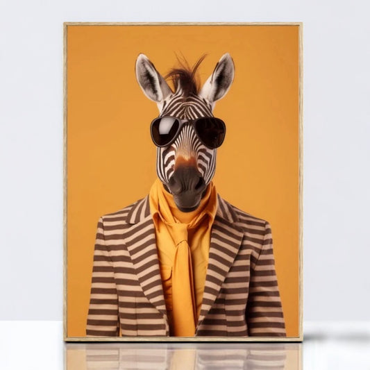 Schilderij zebra in pak - alleen afhalen in de winkel geen verzending