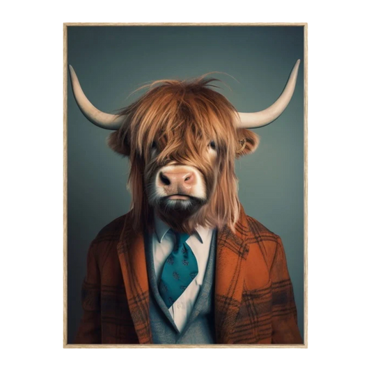 Painting bull in suit - pick up in store only, no shipping