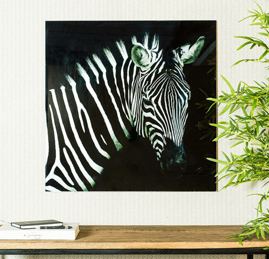 Schilderij Zebra vk Wild life L zwart/wit-L0,4B80H80CM - ALLEEN AFHALEN IN WINKEL