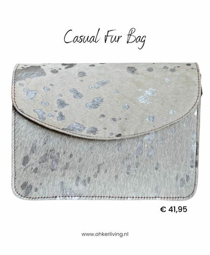 Casual Fur bag white and silver