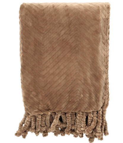ZIGGY - Plaid van fleece 140x180 cm Tobacco Brown - bruin