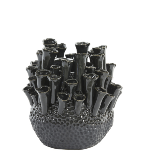 Vase deco Ø27.5x27.5 cm KYRAL ceramic matt black-gloss black