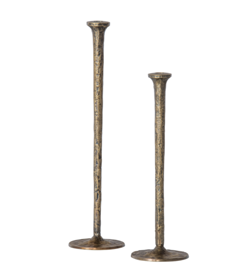 CHANDLER CANDLE STAND METAL ANTIQUE BRASS 49CM