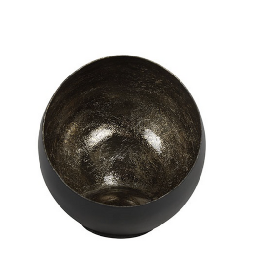 Tea light ro Obion S matt black/antique brass-L10.5W10.5H9.5CM