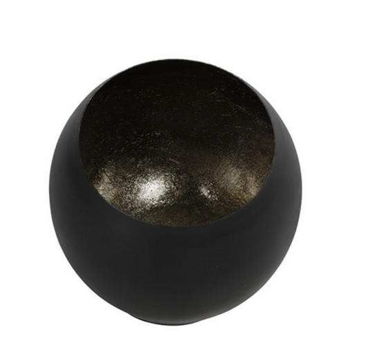 Tea light ro Obion M matt black/antique brass-L15.5W15.5H14.5CM